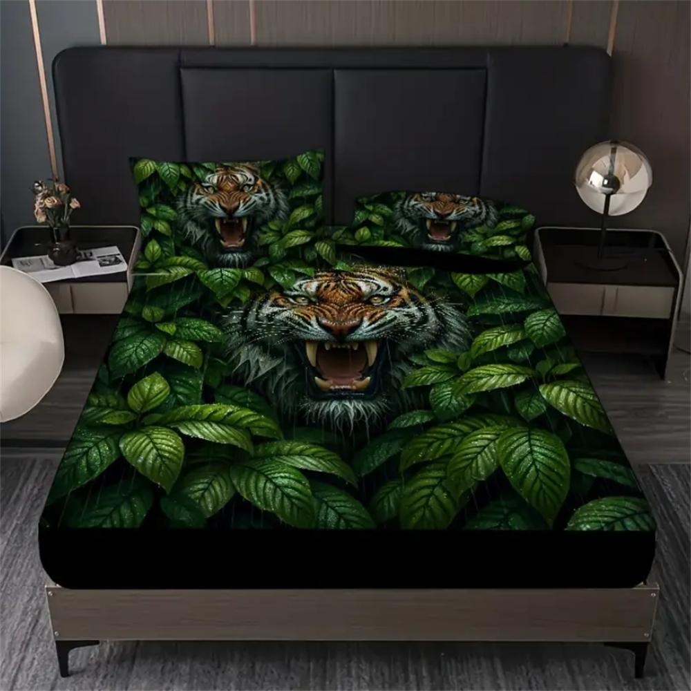 Luxuriöses Spannbettlaken-Set mit Löwen-Motiv 2/3-teilig - Ultraweich, Tierstoff mit tiefem Taschenteil - Ideal für Schlafzimmer und Studentenwohnheim 90x190x25cm 2pcs von Joom DACH