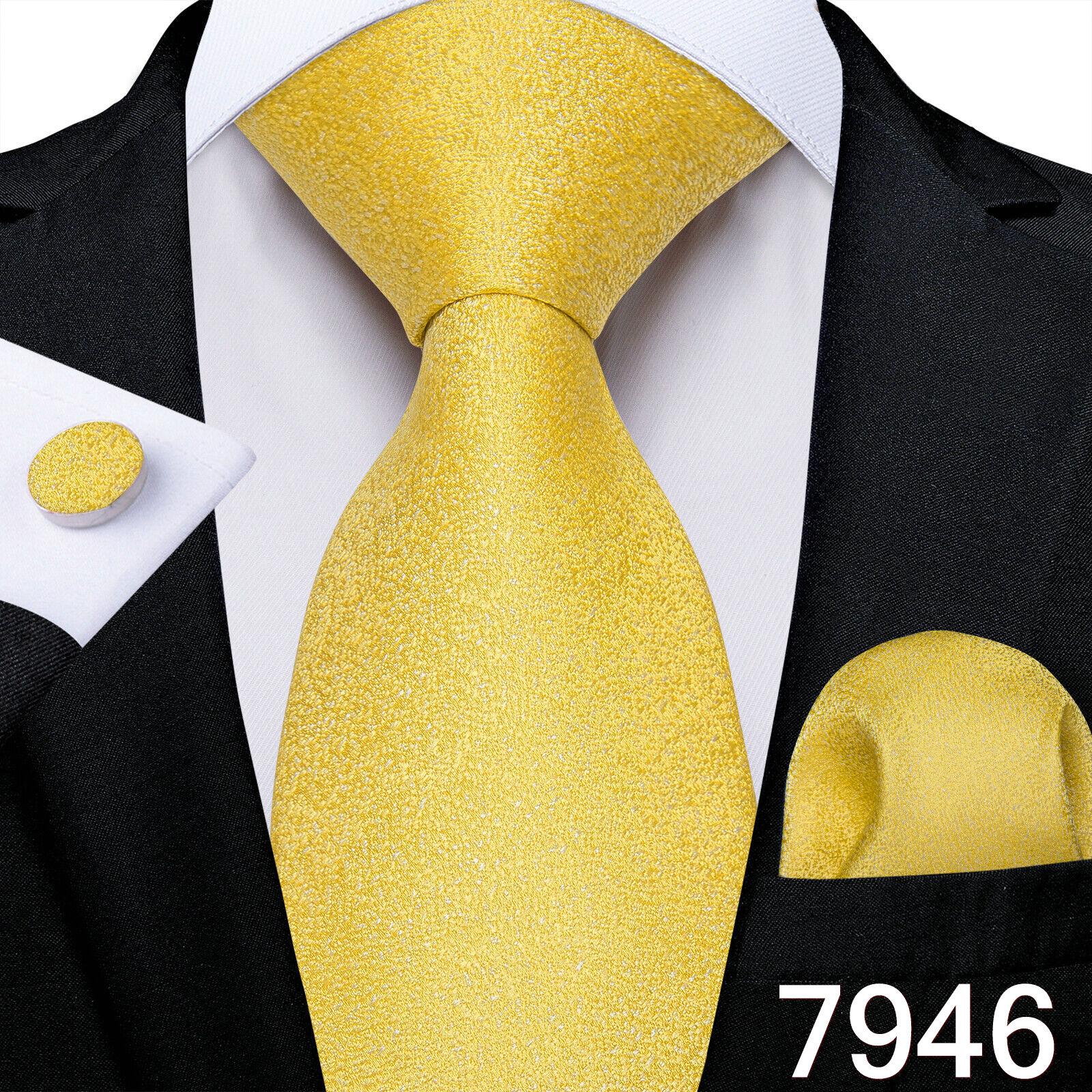 Luxuriöses goldgelbes Herren-Krawatten-Set, gestreifte Paisley-Krawatten, Seiden-Taschentuch-Manschettenknöpfe für das Business-Set N-7946 von Joom DACH