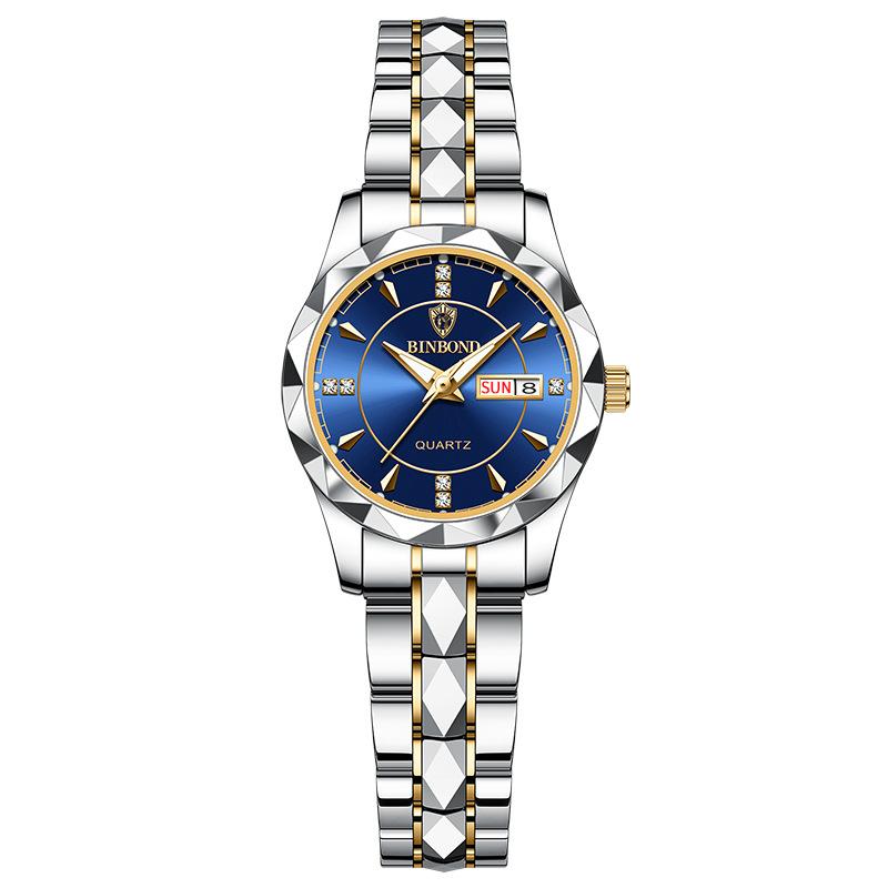 Luxus-Armbanduhr für Damen, wasserdicht, leuchtend, Datum, Edelstahl, hochwertige Quarzuhr für Damen von Joom DACH