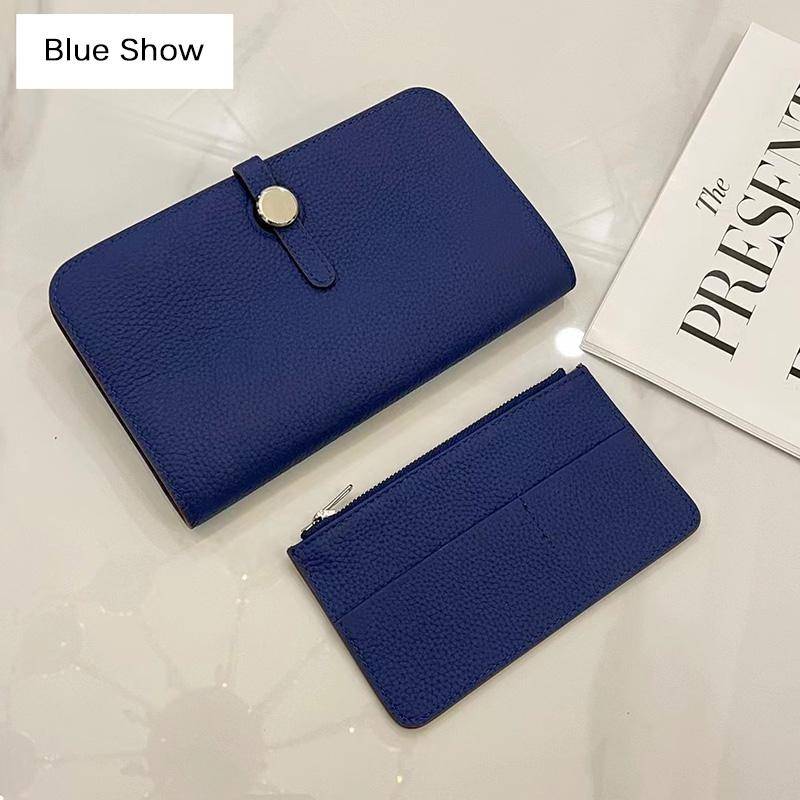 Luxus Echtes Leder Frauen Geldbörsen Lange Rindsleder Geldbörse Hohe Kapazität Gold Silber Haspe Clutch Tasche Marke Design Damen Brieftasche blau von Joom DACH