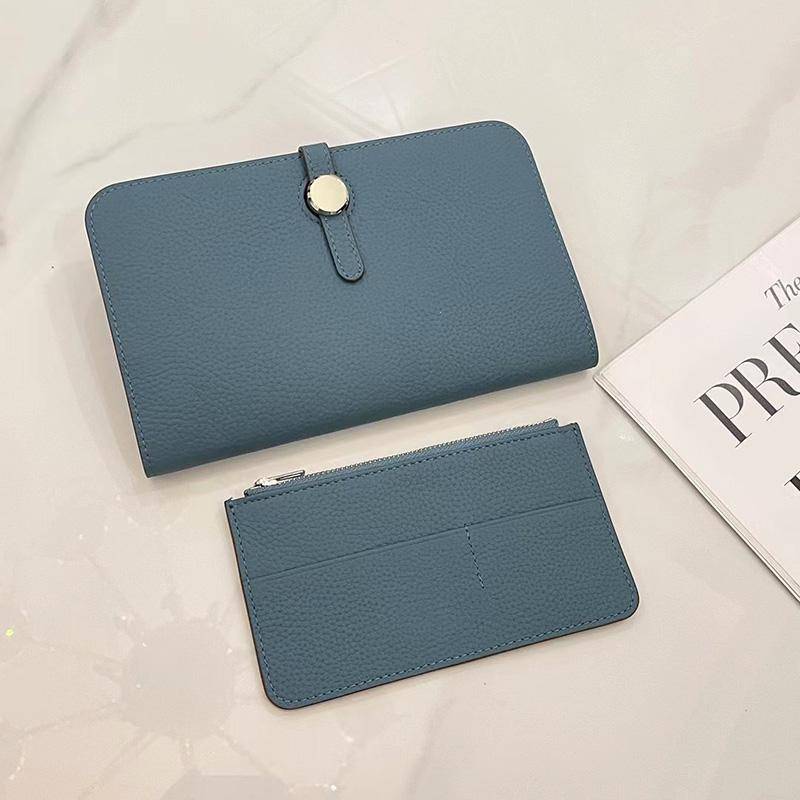 Luxus Echtes Leder Frauen Geldbörsen Lange Rindsleder Geldbörse Hohe Kapazität Gold Silber Haspe Clutch Tasche Marke Design Damen Brieftasche hellblaue von Joom DACH