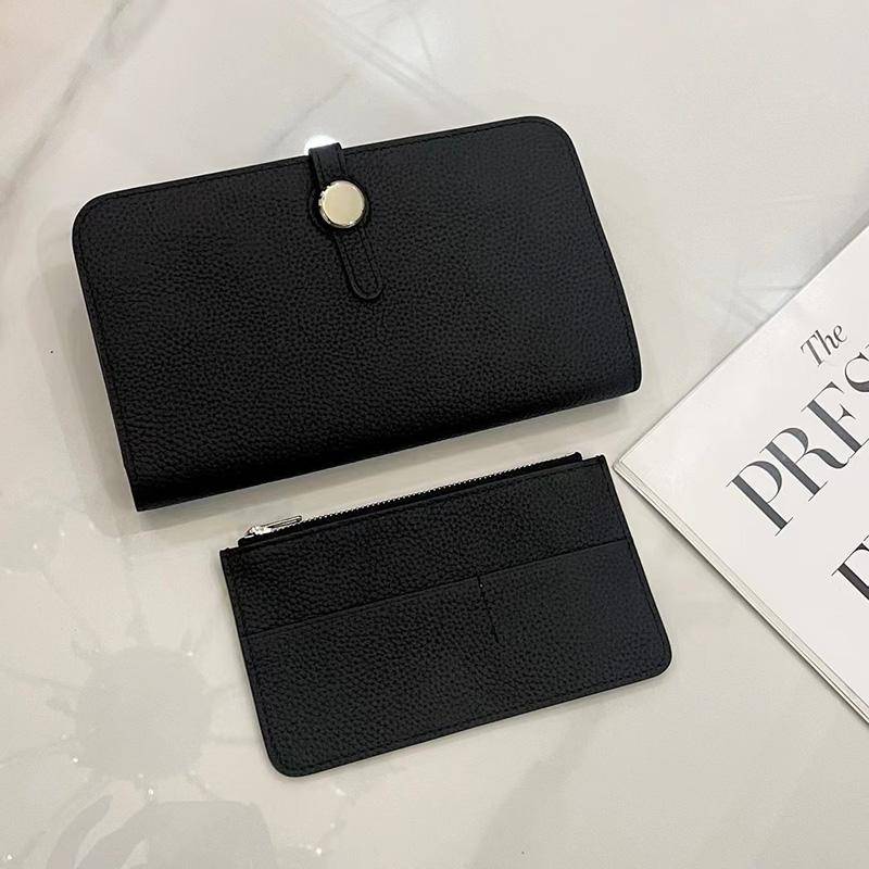 Luxus Echtes Leder Frauen Geldbörsen Lange Rindsleder Geldbörse Hohe Kapazität Gold Silber Haspe Clutch Tasche Marke Design Damen Brieftasche schwarz von Joom DACH