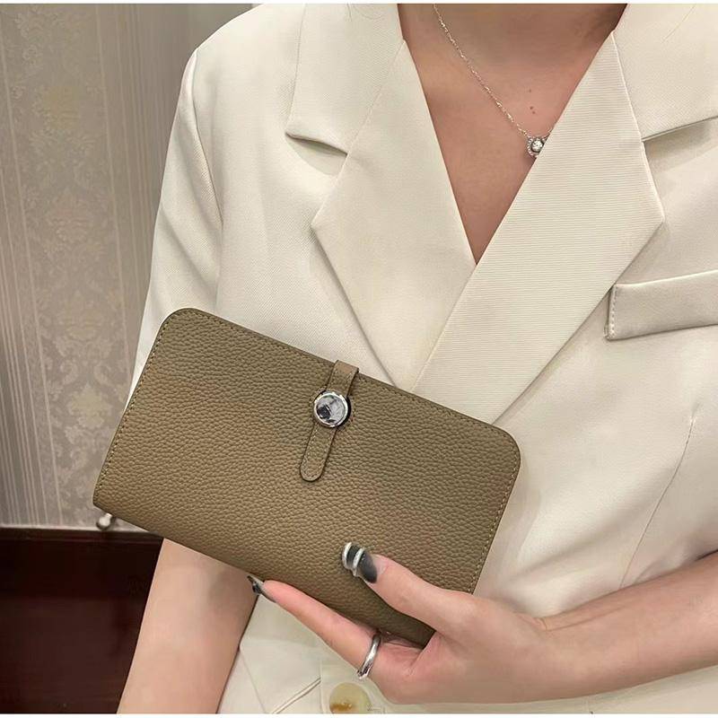 Luxus Echtes Leder Frauen Geldbörsen Lange Rindsleder Geldbörse Hohe Kapazität Gold Silber Haspe Clutch Tasche Marke Design Damen Brieftasche grau von Joom DACH