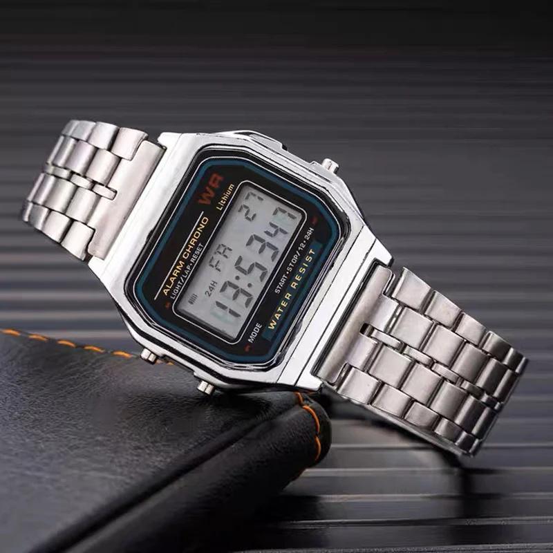 Luxus F91W Band Uhr Wasserdicht Retro Digital Edelstahl Sport Militär Uhren Männer Frauen Elektronische Armbanduhr Uhr von Joom DACH