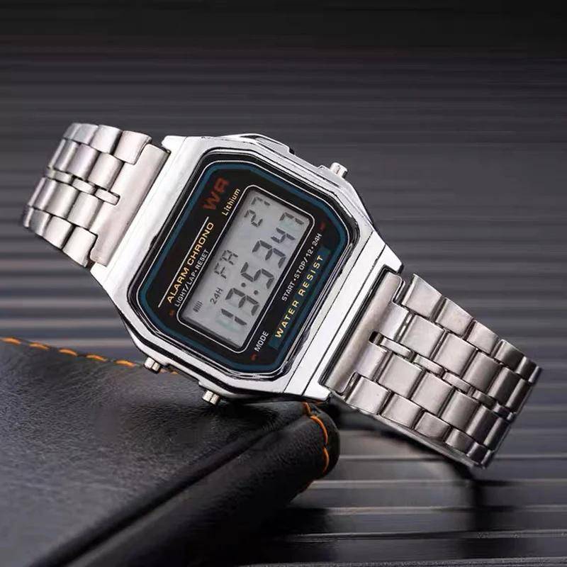 Luxus F91W Band Uhr Wasserdicht Retro Digital Edelstahl Sport Militär Uhren Männer Frauen Elektronische Armbanduhr Uhr von Joom DACH