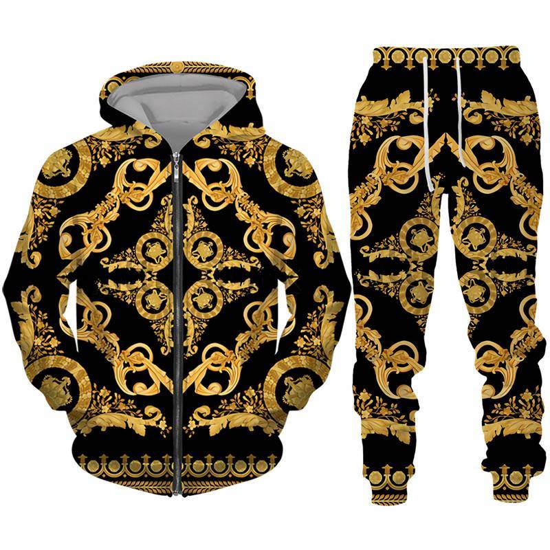Luxus Goldene Muster 3D Druck männer Zipper Trainingsanzug Set Casual Hoodie + Hosen 2 stücke Sets Übergroßen Sweatshirt Mode männer Kleidung XL Luxus Goldene Muster 3D Druck männer Zipper Trainingsanzug Set Casual Hoodie + Hosen 2 stücke Sets Übergroßen Sweatshirt Mode männer Kleidung XL von Joom DACH