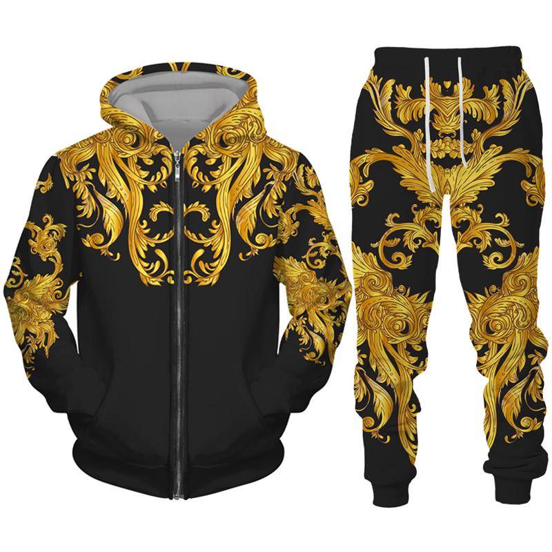 Luxus Goldene Muster 3D Druck männer Zipper Trainingsanzug Set Casual Hoodie + Hosen 2 stücke Sets Übergroßen Sweatshirt Mode männer Kleidung XL Luxus Goldene Muster 3D Druck männer Zipper Trainingsanzug Set Casual Hoodie + Hosen 2 stücke Sets Übergroßen Sweatshirt Mode männer Kleidung XL von Joom DACH