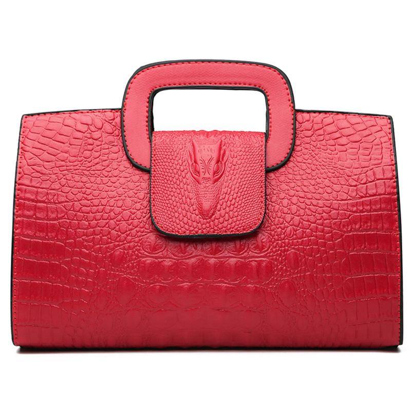 Luxus Handtasche Frauen Taschen Designer Taschen Mädchen Mode Krokodil Muster Schulter Tasche Schwarz Hohe Qualität Handtaschen rot von Joom DACH