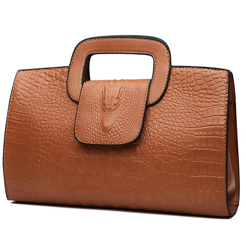 Luxus Handtasche Frauen Taschen Designer Taschen Mädchen Mode Krokodil Muster Schulter Tasche Schwarz Hohe Qualität Handtaschen rotbraun von Joom DACH