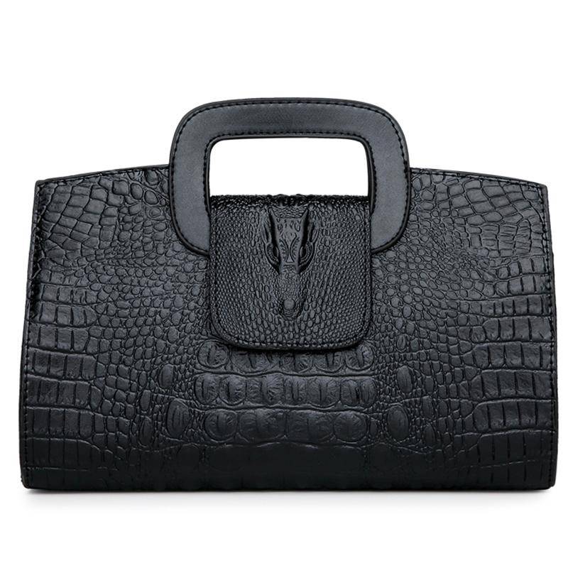 Luxus Handtasche Frauen Taschen Designer Taschen Mädchen Mode Krokodil Muster Schulter Tasche Schwarz Hohe Qualität Handtaschen schwarz von Joom DACH
