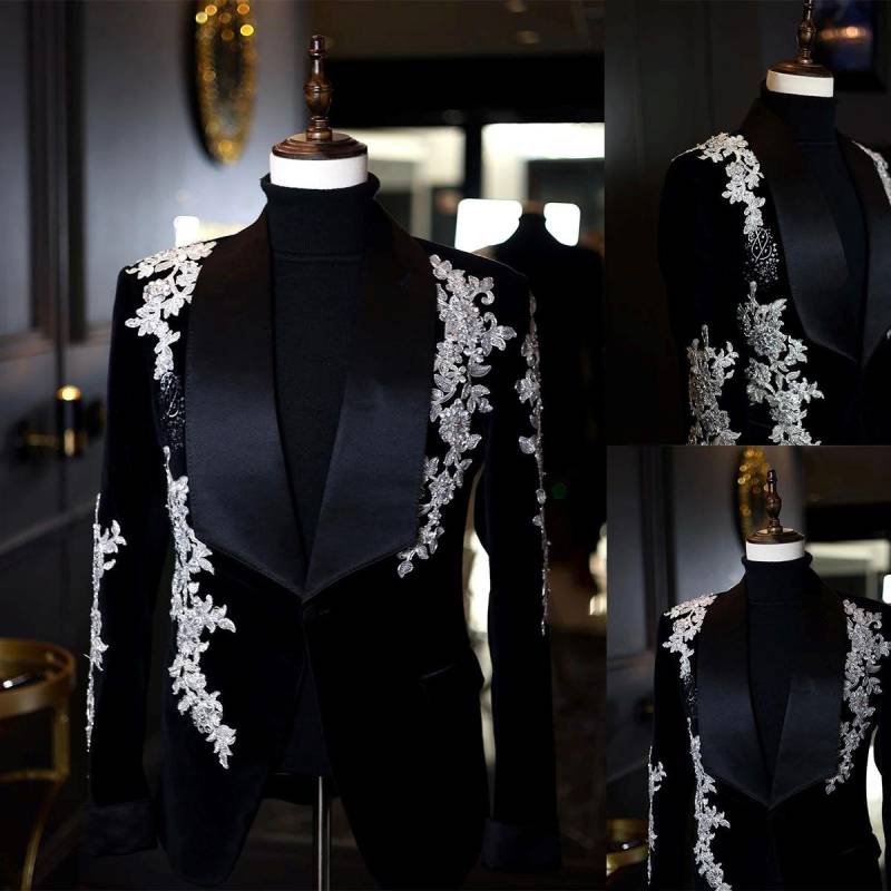 Luxus Hochzeit Männer Anzüge Smoking Hohe Qualität Applique Bead Spitz Revers Bräutigam Blazer Business Sparkly Diamond Jacke M schwarz Luxus Hochzeit Männer Anzüge Smoking Hohe Qualität Applique Bead Spitz Revers Bräutigam Blazer Business Sparkly Diamond Jacke M schwarz von Joom DACH