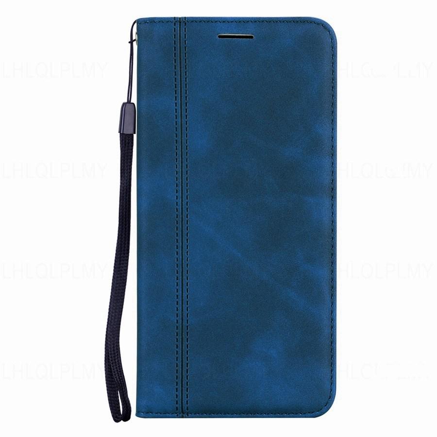 Luxus Leder Flip Wallet Case Für OPPO A79 A78 5G A74 A58 A38 A98 A40 Reno 13 Vivo Y53S Y20 Y31 Y33S Y21 Realme C53 C51 C61 C63 Buch Offen Linke Abdeckung Realme C61 blau von Joom DACH