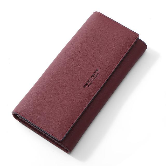 Luxus-Leder-Geldbörse für Damen, viele Abteilungen, Damen-Geldbörsen, lange Clutch, Kartenhalter, Damen-Handy-Geldbörse, weibliche Geldbörsen bordeaux von Joom DACH