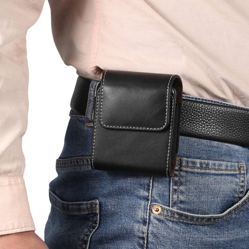 Luxus Leder Gürtel Clip Handytasche Taille Tasche für Samsung Z Flip 5 4 3 5G, Galaxy Z Flip5 Flip4, Oppo Find N2 Flip, Moto Razr 40 Männer Holster Tasche Abdeckung Motorola Razr 2022 von Joom DACH