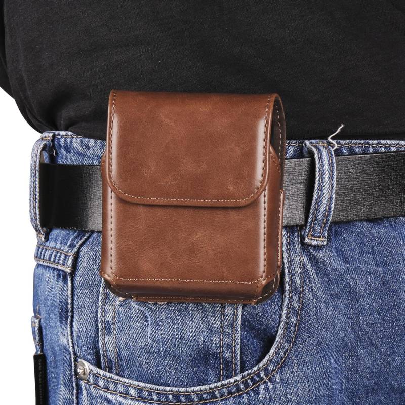 Luxus Leder Gürtel Clip Telefon Fall Männer Taille Tasche Für Samsung Galaxy Z Flip5 Flip4 Flip3 5G, oppo Find N2 Flip Moto Razr Magnetische Holster Tasche Abdeckung Motorola Razr 50 Ultra braun von Joom DACH