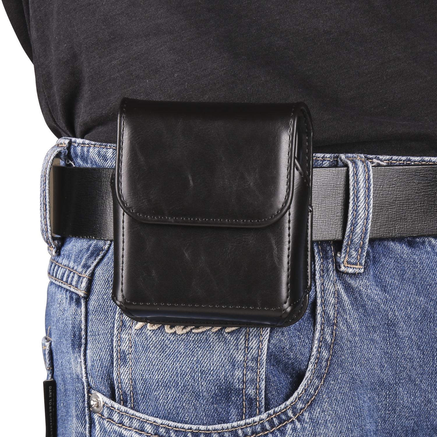 Luxus Leder Gürtel Clip Telefon Fall Männer Taille Tasche Für Samsung Galaxy Z Flip5 Flip4 Flip3 5G, oppo Find N2 Flip Moto Razr Magnetische Holster Tasche Abdeckung Motorola Razr 50 schwarz von Joom DACH