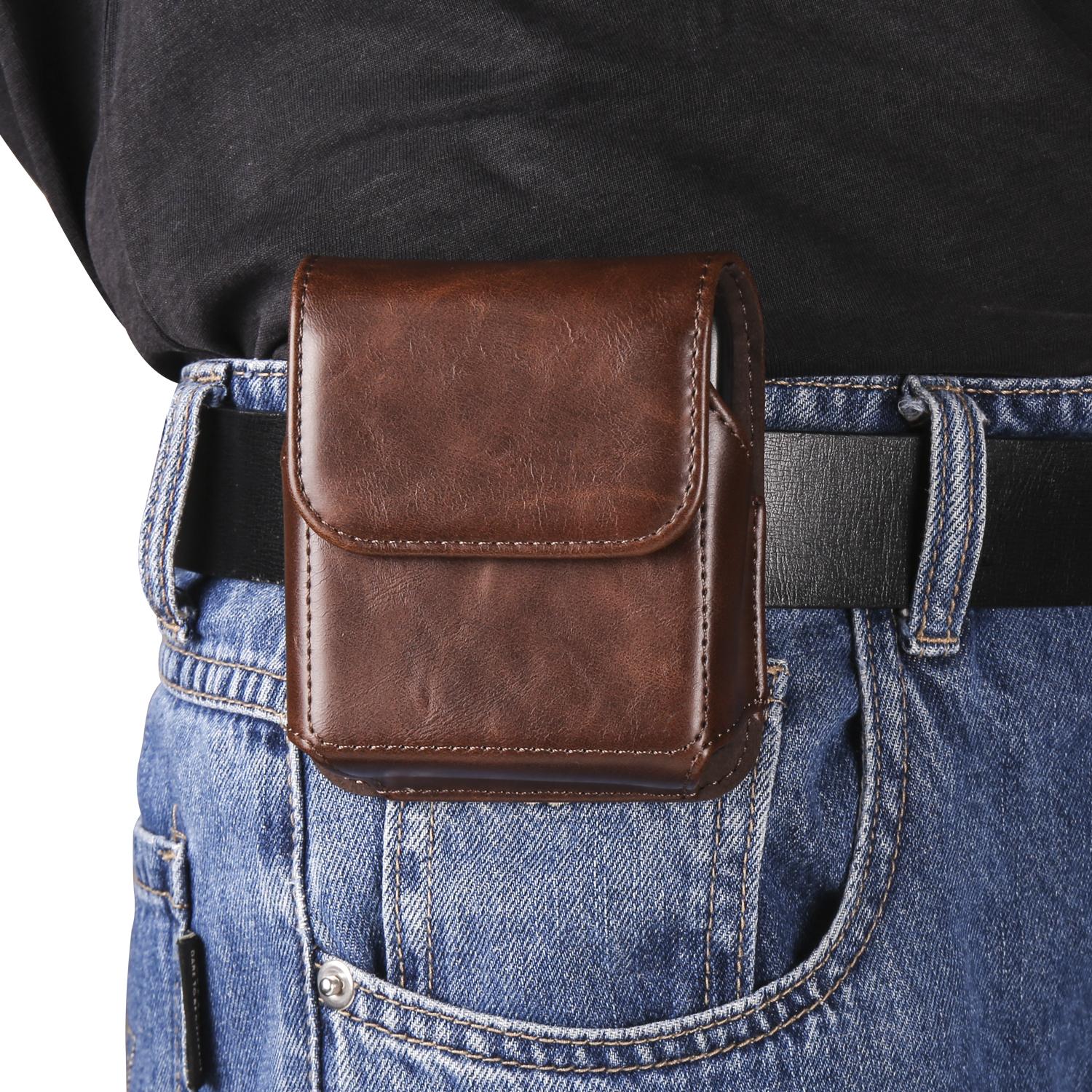Luxus Leder Gürtel Clip Telefon Fall Männer Taille Tasche Für Samsung Galaxy Z Flip5 Flip4 Flip3 5G, oppo Find N2 Flip Moto Razr Magnetische Holster Tasche Abdeckung Samsung Galaxy Z Flip 3 kaffeebraun von Joom DACH