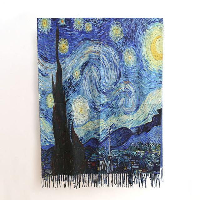 Luxus Marke Frauen Winter Kaschmir Schal Schal Digital Gemalt Schal Van Gogh Ölgemälde Pashmina Damen Decke Schal von Joom DACH