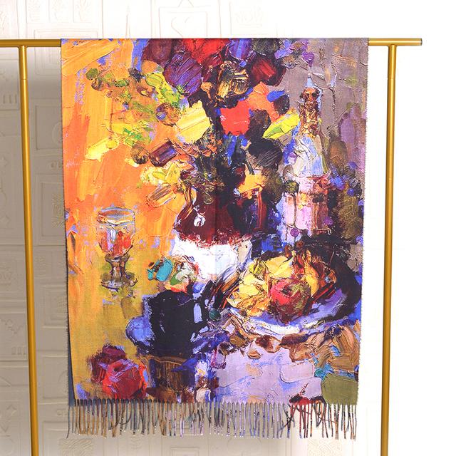 Luxus Marke Frauen Winter Kaschmir Schal Schal Digital Gemalt Schal Van Gogh Ölgemälde Pashmina Damen Decke Schal von Joom DACH