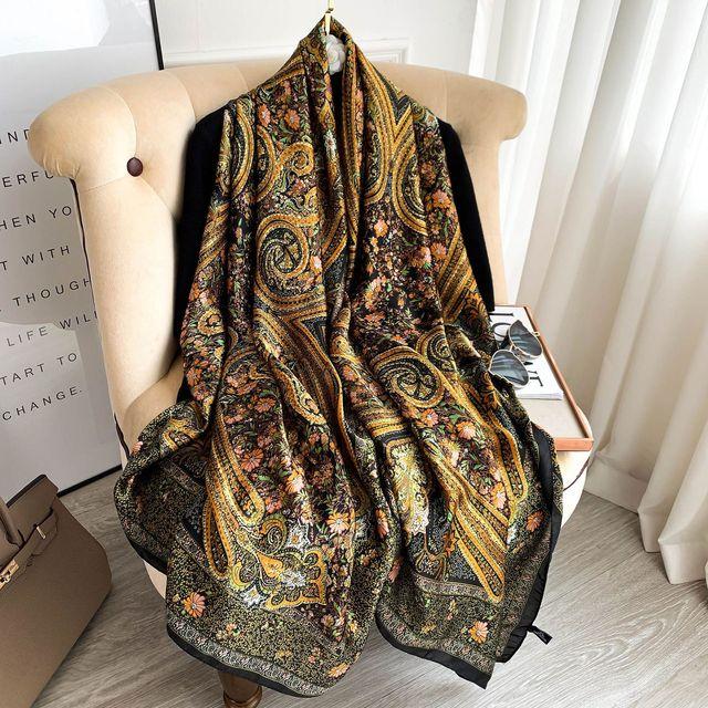 Luxus Marke Silk Schal Frauen Lange Schal Wrap Moslemisches Hijab Schals Pashmina Weibliche Strand Stolen Bandana Foulard Pareo 90*180 cm von Joom DACH