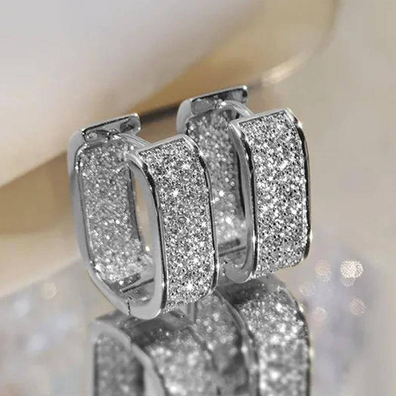 Luxus Mode Gepflasterte Zirkonia Creolen für Frauen Gold Farbe Braut Zubehör Hochzeit Ohrring Valentinstag Geschenk Schmuck silber von Joom DACH