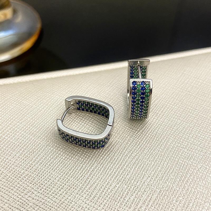 Luxus Mode Gepflasterte Zirkonia Creolen für Frauen Gold Farbe Braut Zubehör Hochzeit Ohrring Valentinstag Geschenk Schmuck grün/silber von Joom DACH