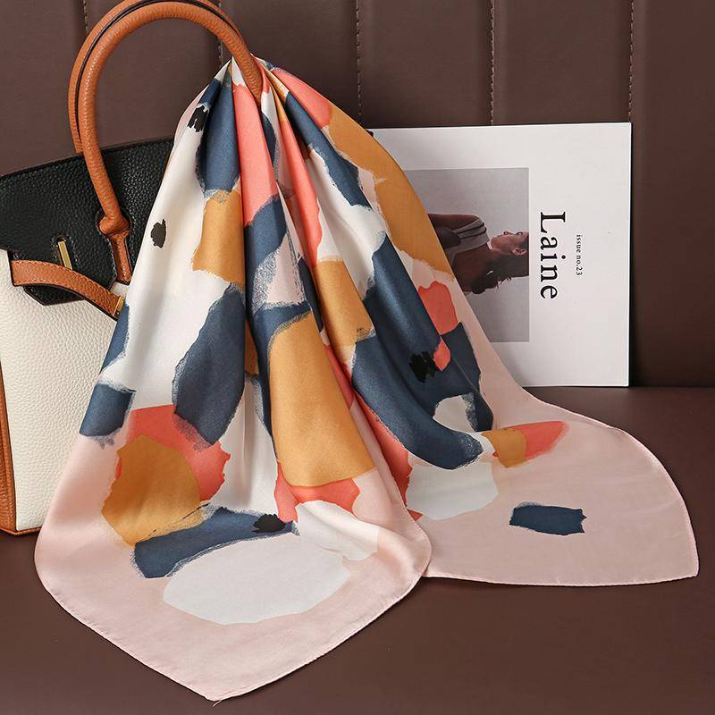 Luxus Print Satin Seide Quadrat Schal für Frauen Schal Hijab Halstuch Weibliche Haar Band Stirnband Fashion Wrap Bandana Neue 70x70cm von Joom DACH