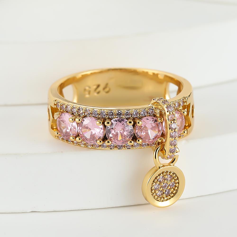 Luxus Rose Silber Gold Farbe Weißer Stein Verlobungsring Vintage Eheringe für Frauen Modeschmuck 8 rosa von Joom DACH