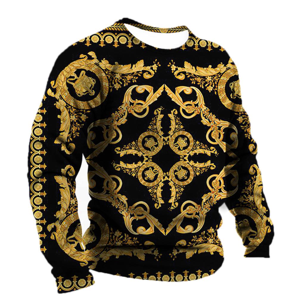 Luxus Social Shirts Herren Baumwoll-T-Shirt T-Shirts Barock-Grafiken Mode 3D-T-Shirt Street Sweatshirt O-Ausschnitt Freizeitkleidung S von Joom DACH