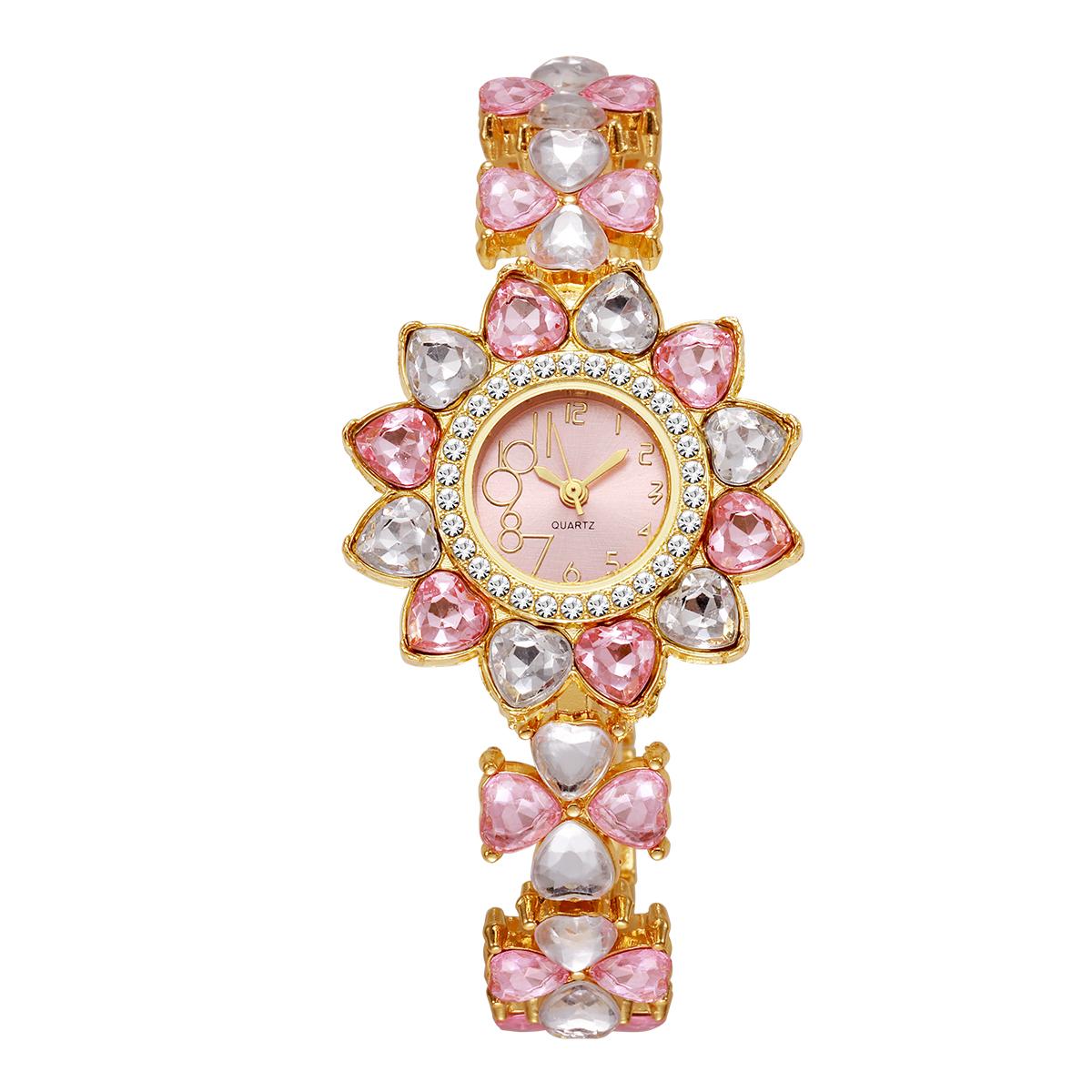 Luxus Strass Damen Uhren Mode Blume Zifferblatt Armband Quarz Uhr Für Damen Uhr Reloj Mujer von Joom DACH