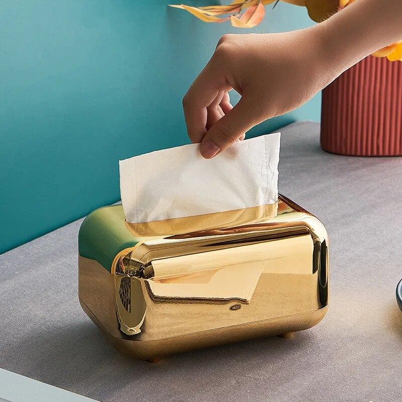 Luxus Tissue Storage Box Serviettenhalter Desktop Tissue Box Papier Fall Organizer Desktop Tissue Halter gold von Joom DACH