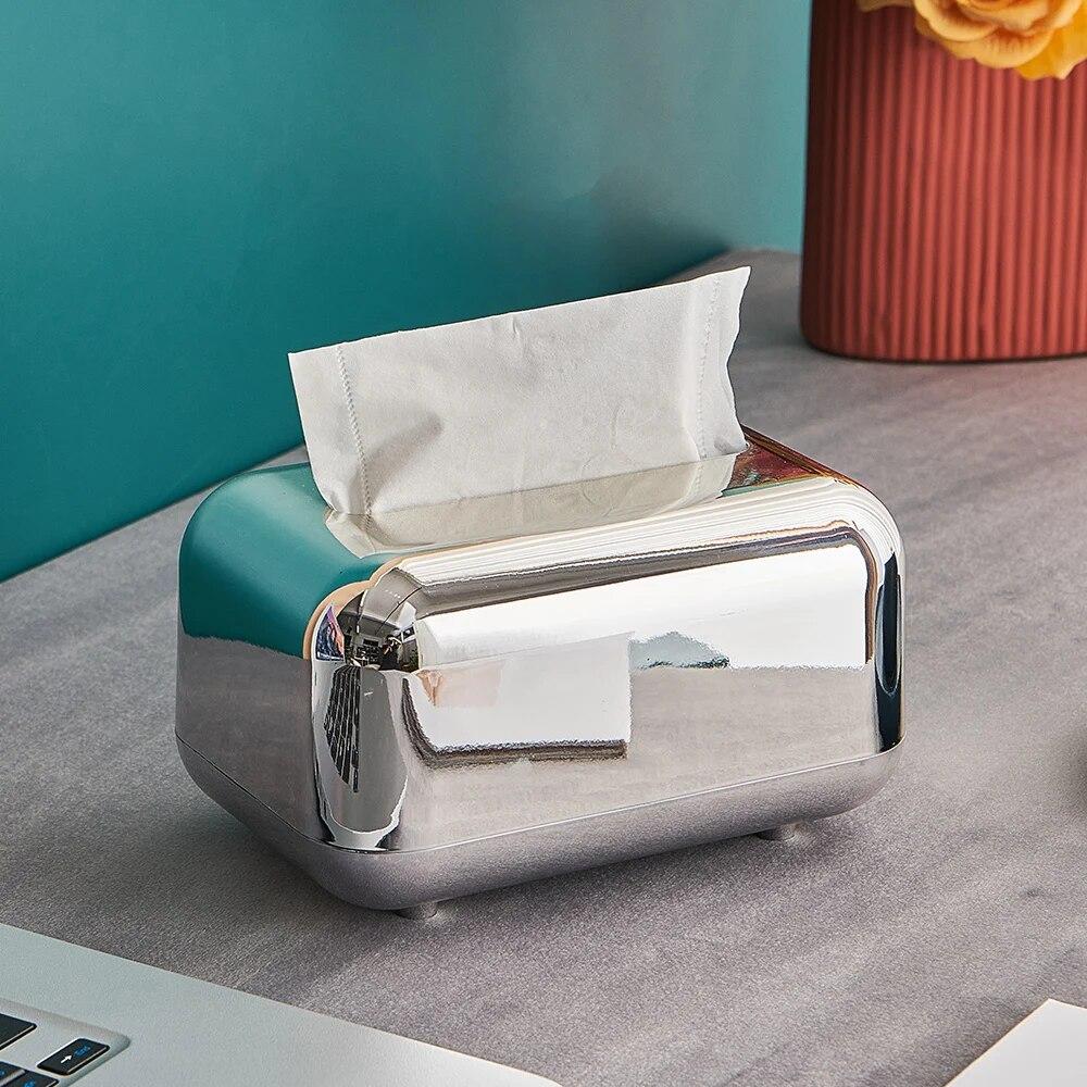 Luxus Tissue Storage Box Serviettenhalter Desktop Tissue Box Papier Fall Organizer Desktop Tissue Halter silber von Joom DACH