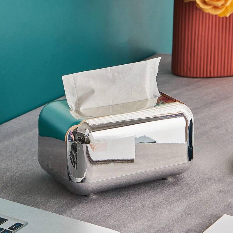 Luxus Tissue Storage Box Serviettenhalter Desktop Tissue Box Papier Fall Organizer Desktop Tissue Halter silber von Joom DACH