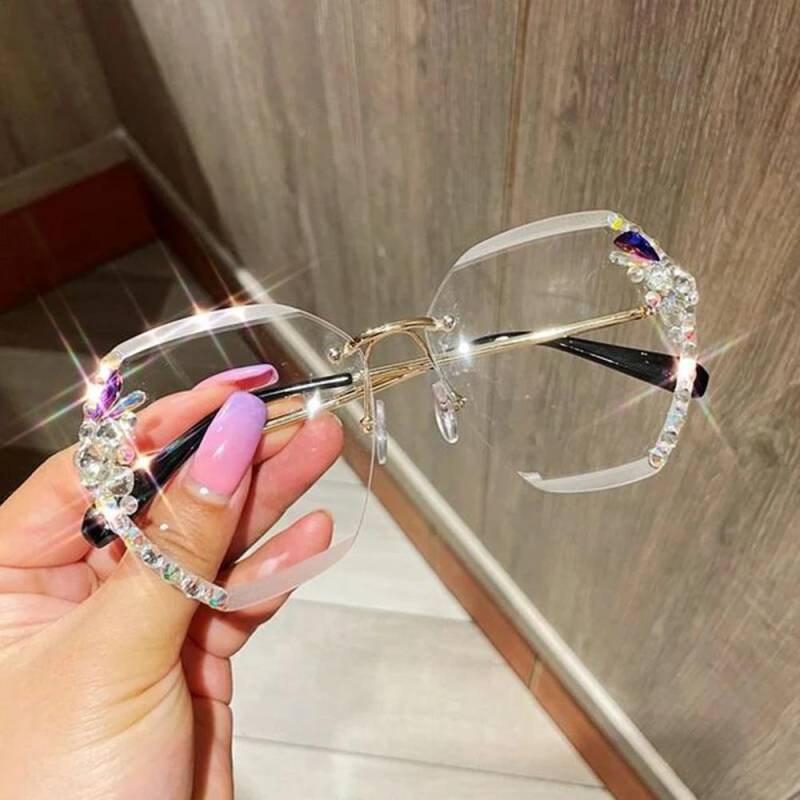 Luxus Vintage Randlose Strass Sonnenbrille Frauen Männer Mode Gradienten Objektiv Sonnenbrille Schattierungen für Frauen von Joom DACH