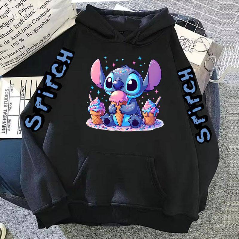 Luxusmarke Damen Hoodies Disney Lilo & Stitch Harajuku Jacken Japanische Mode Winterpullover Damen Warme Sweatshirts M von Joom DACH