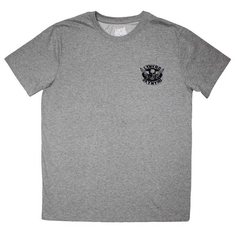 Lynyrd Skynyrd Monochromes T-Shirt mit Mini-Biker-Patch-Logo für Erwachsene XXL grau von Joom DACH