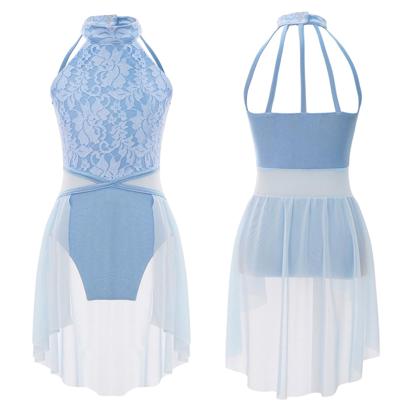 Lyrisches Ballett-Tanzkleid für Kinder, ärmellos, Spitze, Blumentrikot, zeitgenössisches modernes Tanzkostüm 13-14 Years von Joom DACH