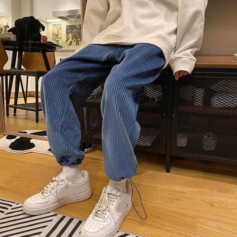 M-2XL Oversize Privathinker Mann Casual Harem Krawatte Bein Gerade Hosen Frau Cord Einfarbig Oversize Hosen Mann Warme Koreanische Streetwear Hosen L von Joom DACH