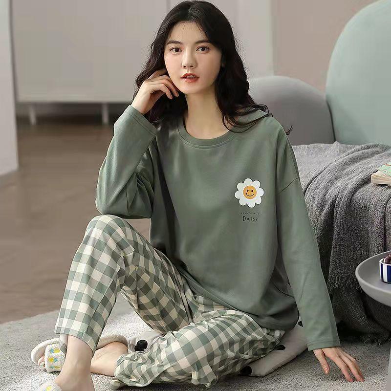 M-5XL Winter Pyjama Damen Koreanische Version Langarm Loungewear Locker Zweiteiliger Anzug Übergröße Kann Draußen Getragen Werden L von Joom DACH