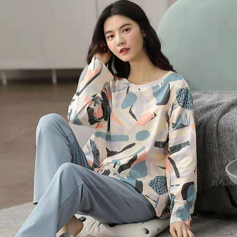 M-5XL Winter Pyjama Damen Koreanische Version Langarm Loungewear Locker Zweiteiliger Anzug Übergröße Kann Draußen Getragen Werden M von Joom DACH