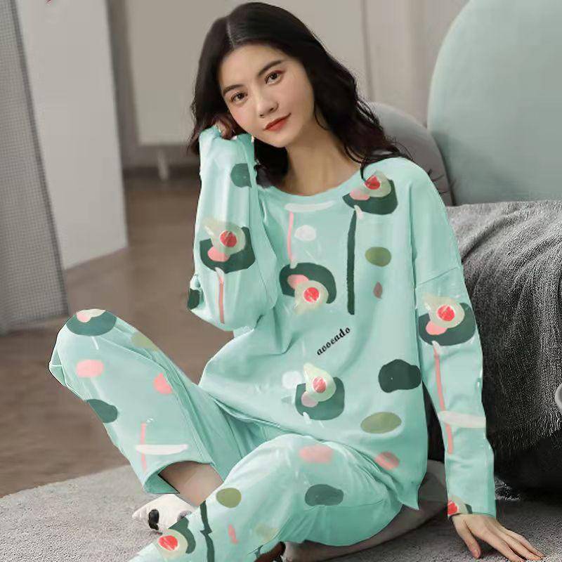 M-5XL Winter Pyjama Damen Koreanische Version Langarm Loungewear Locker Zweiteiliger Anzug Übergröße Kann Draußen Getragen Werden XXXL von Joom DACH