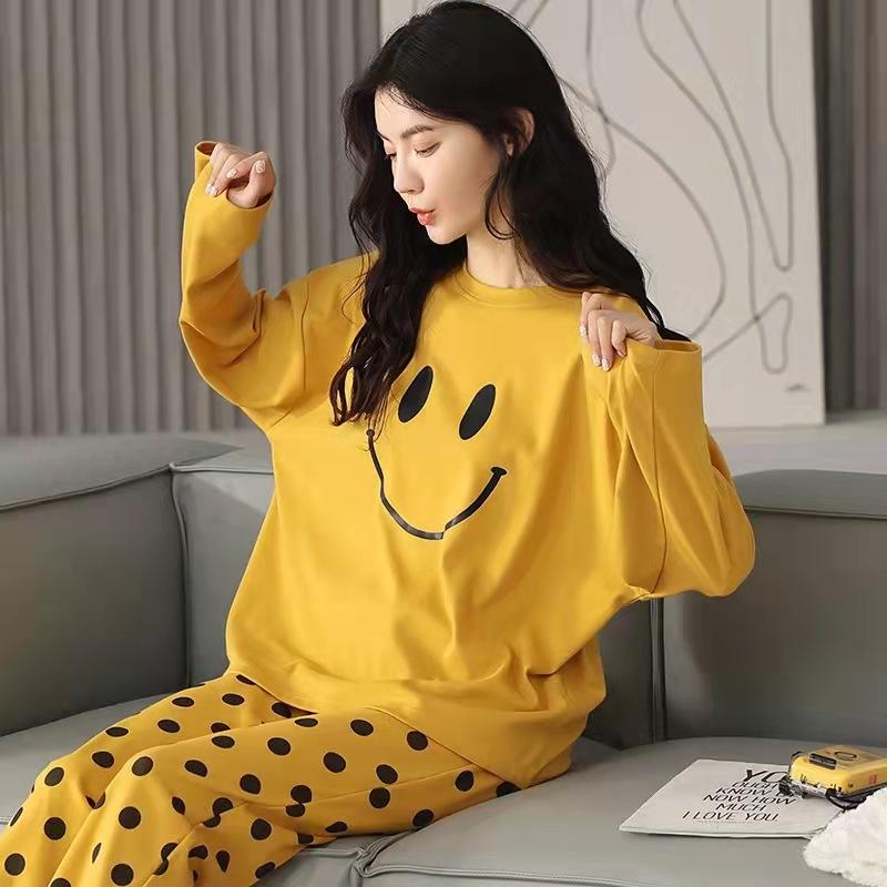 M-5XL Winter Pyjama Damen Koreanische Version Langarm Loungewear Locker Zweiteiliger Anzug Übergröße Kann Draußen Getragen Werden XXXXL von Joom DACH