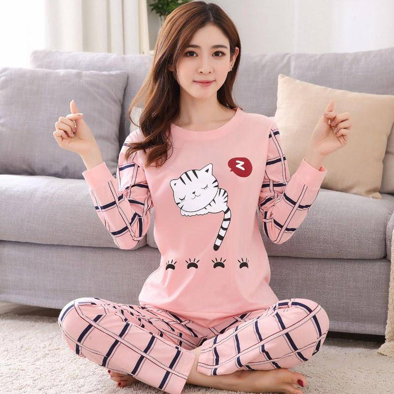 M-5XL Winter Pyjama Damen Koreanische Version Langarm Loungewear Locker Zweiteiliger Anzug Übergröße Kann Draußen Getragen Werden XXXXXL von Joom DACH