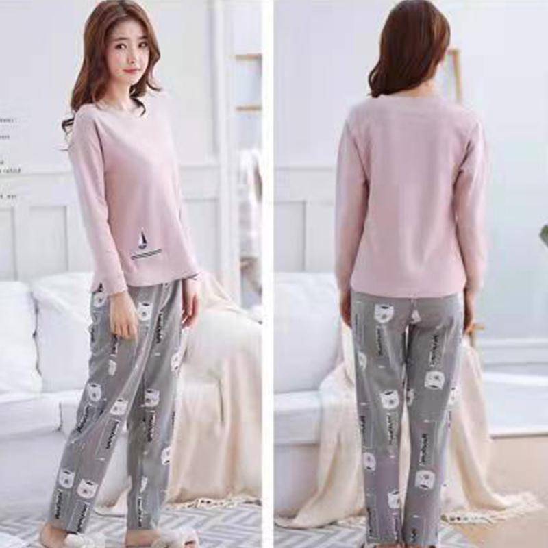 M-5XL Winter Pyjamas frauen Koreanische Version Lange ärmeln Homewear Anzug Lose Große Größe Zwei-stück Anzug Kann draußen getragen werden L von Joom DACH