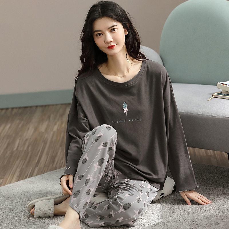 M-5XL Winter Pyjamas frauen Koreanische Version Lange ärmeln Homewear Anzug Lose Große Größe Zwei-stück Anzug Kann draußen getragen werden XXXL von Joom DACH