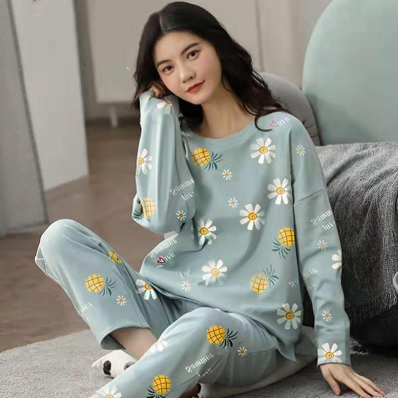M-5XL Winter Pyjamas frauen Koreanische Version Lange ärmeln Homewear Anzug Lose Große Größe Zwei-stück Anzug Kann draußen getragen werden XXXL von Joom DACH