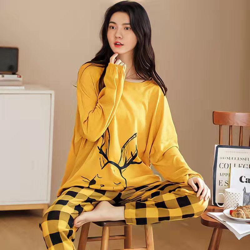 M-5XL Winter Pyjamas frauen Koreanische Version Lange ärmeln Homewear Anzug Lose Große Größe Zwei-stück Anzug Kann draußen getragen werden XXXXXL von Joom DACH