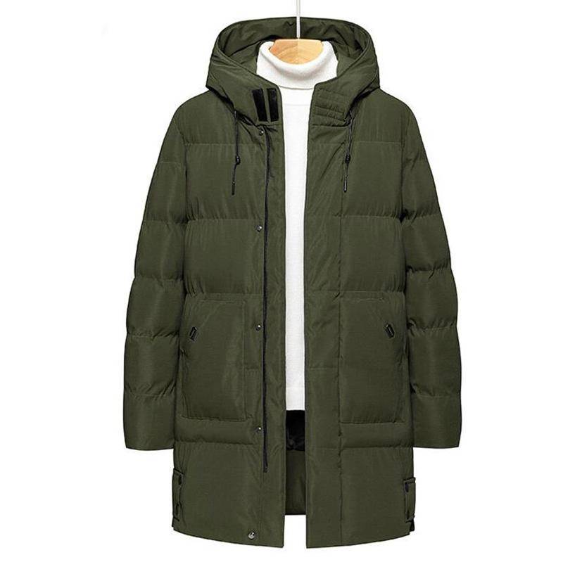 M-8XL Oversize Herren Daunenjacke Lange Kapuze Daunenmantel Winter Dicke Warme Jacke Seide Baumwolle Gepolsterter Mantel 7XL dunkelgrüne von Joom DACH