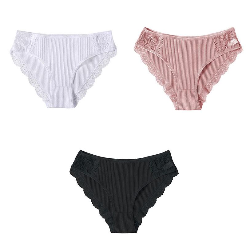 M-XXL 3-teiliges Damen-Baumwollhöschen-Set mit floraler Spitze, Slips, Unterwäsche, bequemes Höschen für Damen, sexy Low-Rise-Dessous XL M-XXL 3-teiliges Damen-Baumwollhöschen-Set mit floraler Spitze, Slips, Unterwäsche, bequemes Höschen für Damen, sexy Low-Rise-Dessous XL von Joom DACH