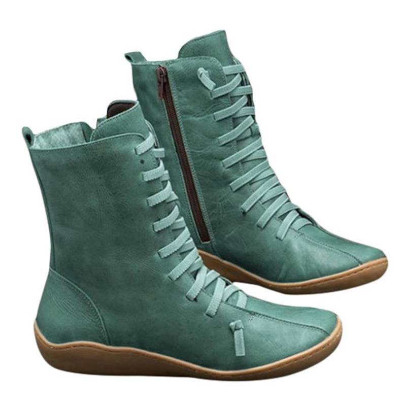 MAITA Damen Leder Stiefeletten Vintage Freizeitschuhe Markendesign Retro Handgefertigter Stiefel 40 grün von Joom DACH